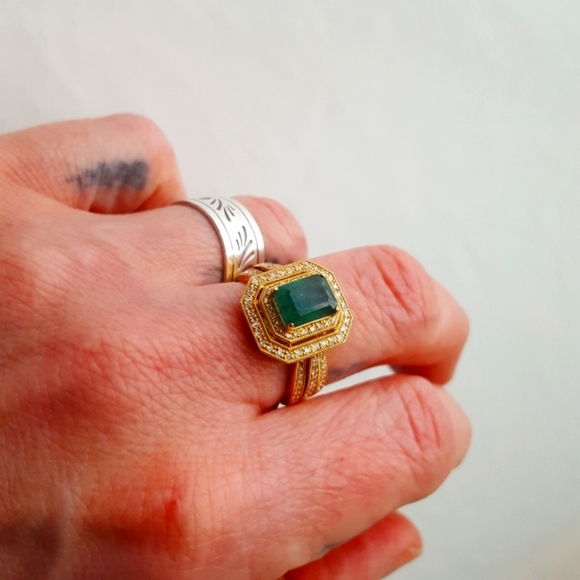 HP💫NWT🌙EFFY 14k Emerald Diamond Ring in Box Brasilica Collection - Picture 12 of 16